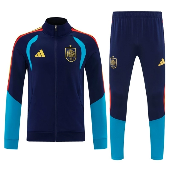 26/27 طقم رياضي من البحرية الإسبانية باللون الأزرق الداكن مع سترة بسحاب كامل + بنطال طويل
