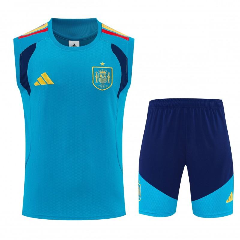 26/27 سترة تدريب إسبانية زرقاء فاتحة بدون أكمام + شورت كرة قدم