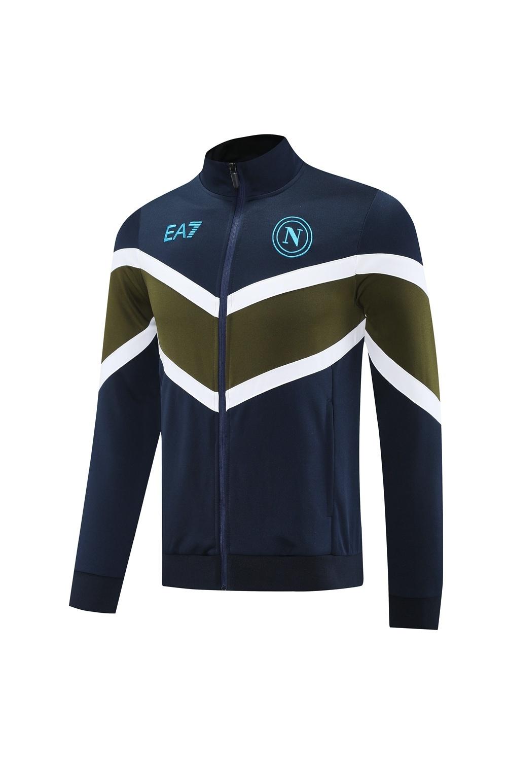 26/27 نابولي أزرق داكن  طقم رياضي مع سترة بسحاب كامل + بنطال طويل