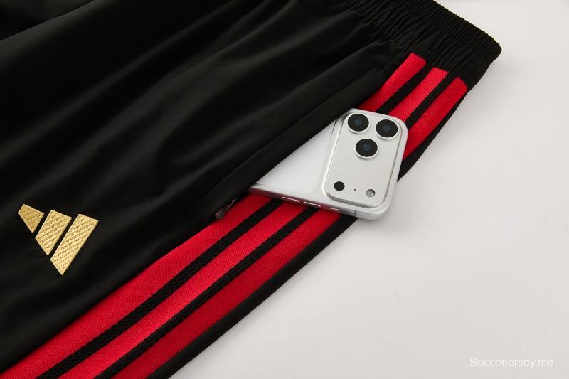 26/27 بلجيكا  طقم رياضي بلون أسود مع سترة بغطاء رأس وسحاب كامل + بنطال طويل