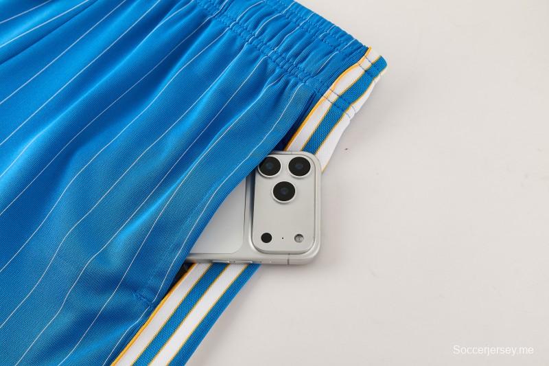 26/27 ريال مدريد  أزرق مخطط  قميص بأكمام قصيرة + شورت كرة قدم