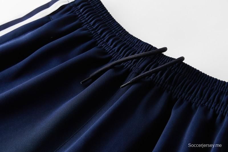 2026 سترة أديداس باللون الأزرق الداكن بسحاب كامل + بنطال طويل