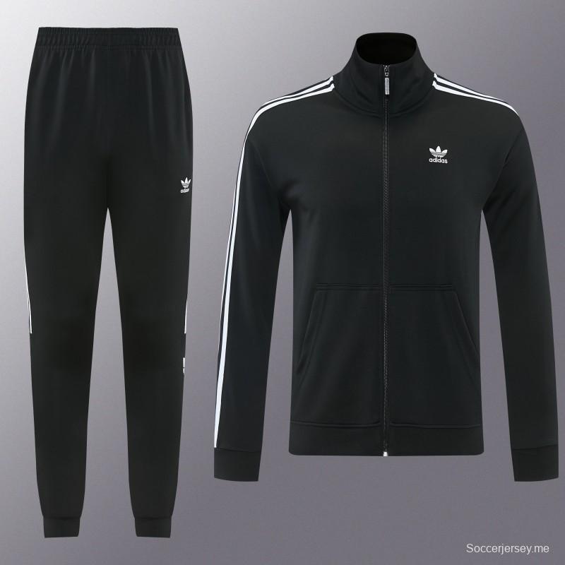 2026 سترة سوداء من أديداس بسحاب كامل + بنطال طويل