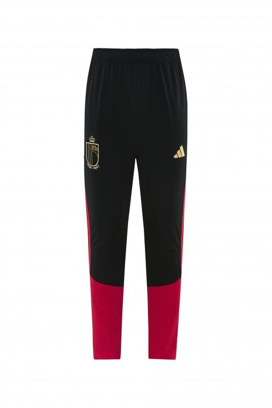 26/27 بلجيكا  طقم رياضي بلون أسود مع سترة بغطاء رأس وسحاب كامل + بنطال طويل