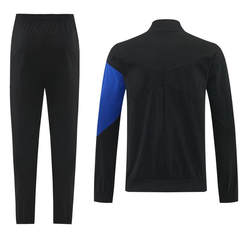 26/27 طقم رياضي من تشيلسي باللون الأسود مع سترة بغطاء رأس وسحاب كامل + بنطال طويل