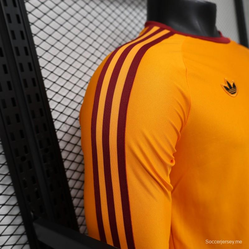 قميص لاعب طويل الأكمام من الإصدار الخاص باللون البرتقالي، طراز 2026، من AS Roma وAdidas Originals