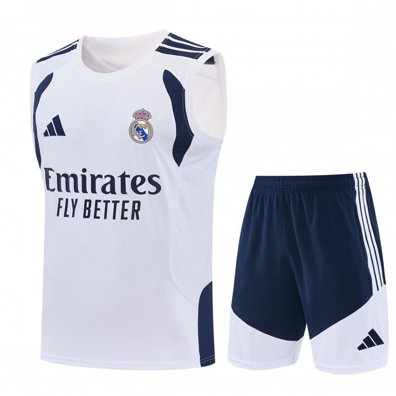 26/27 ريال مدريد  طقم رياضي أبيض بدون أكمام + شورت