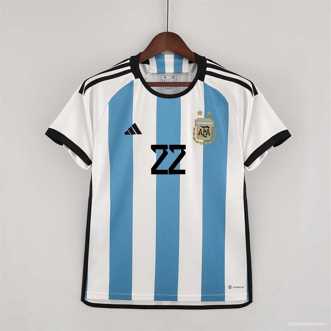 2022 قميص منتخب الأرجنتين 2022 لكرة القدم الأساسي
