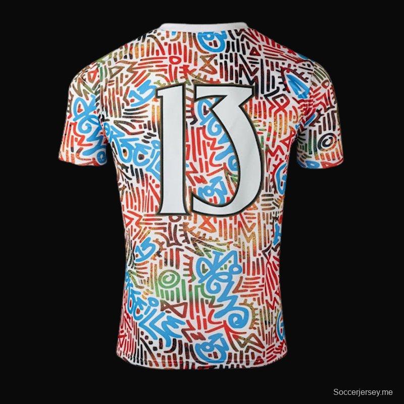 24/25 قميص أولمبيك مارسيليا الأفريقي الأبيض الخاص قبل المباراة
