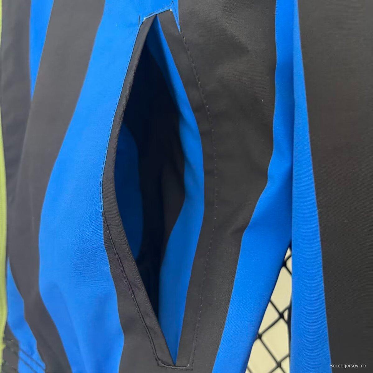 24/25 سترة واقية من الرياح عكسية باللونين الأخضر/الأزرق الأسود/الأزرق الأخضر من إنتر ميلان 24/25
