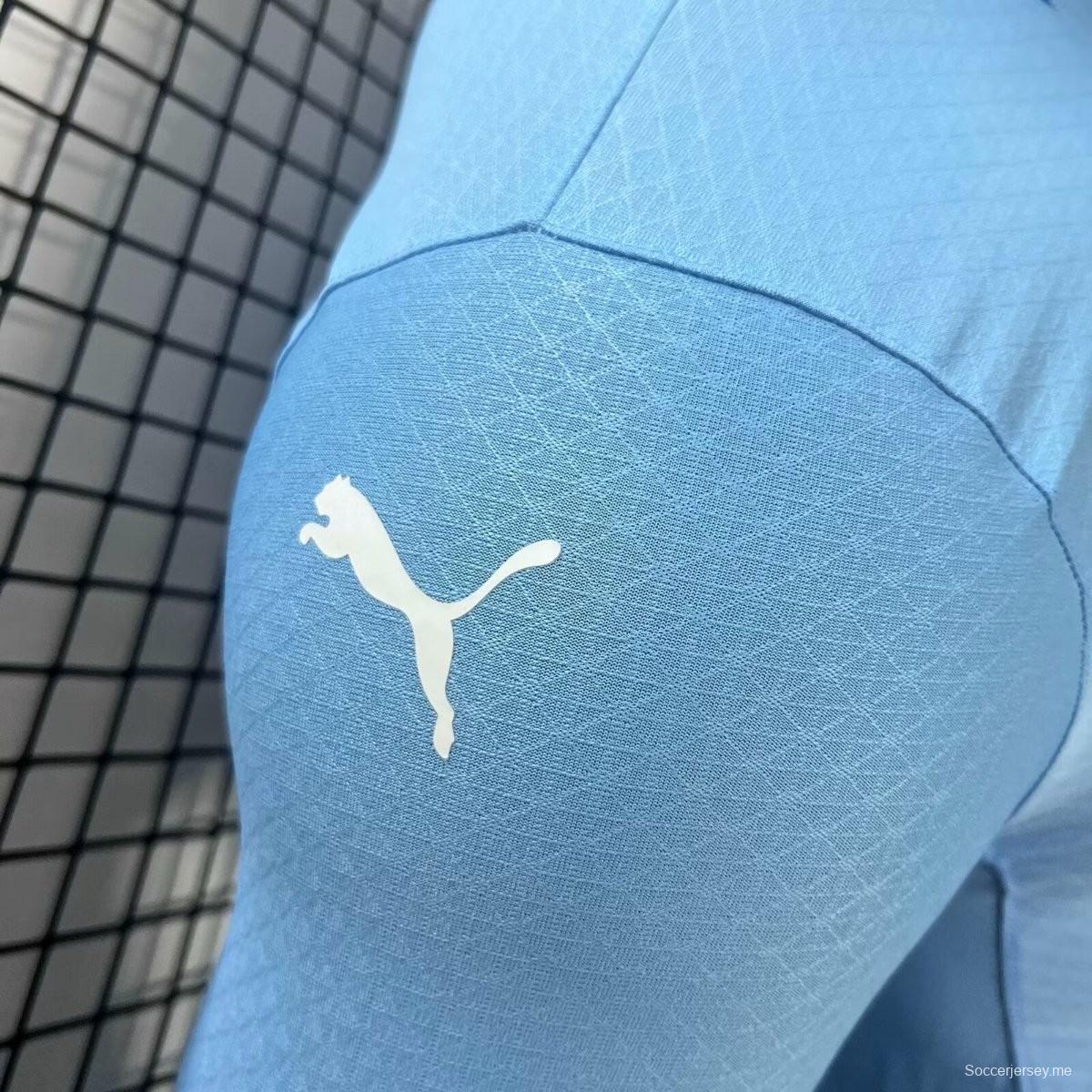 إصدار اللاعبين 24/25 قميص بأكمام طويلة الأكمام لمانشستر سيتي على أرضه
