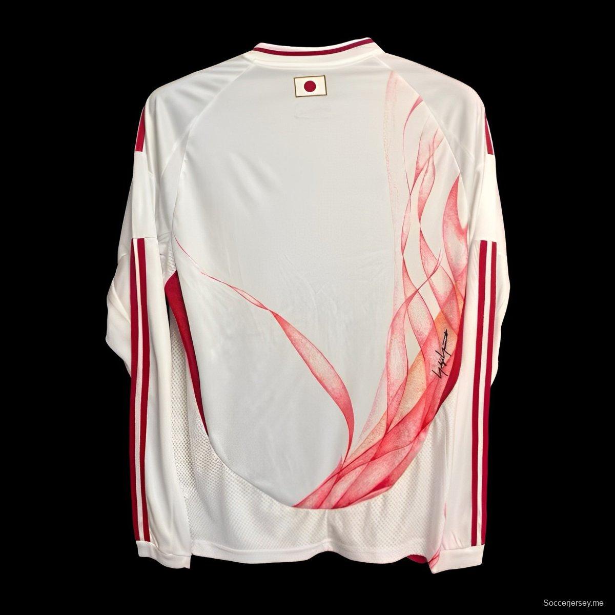 2024 اليابان × Y3 Away قميص بأكمام طويلة أبيض اللون أبيض