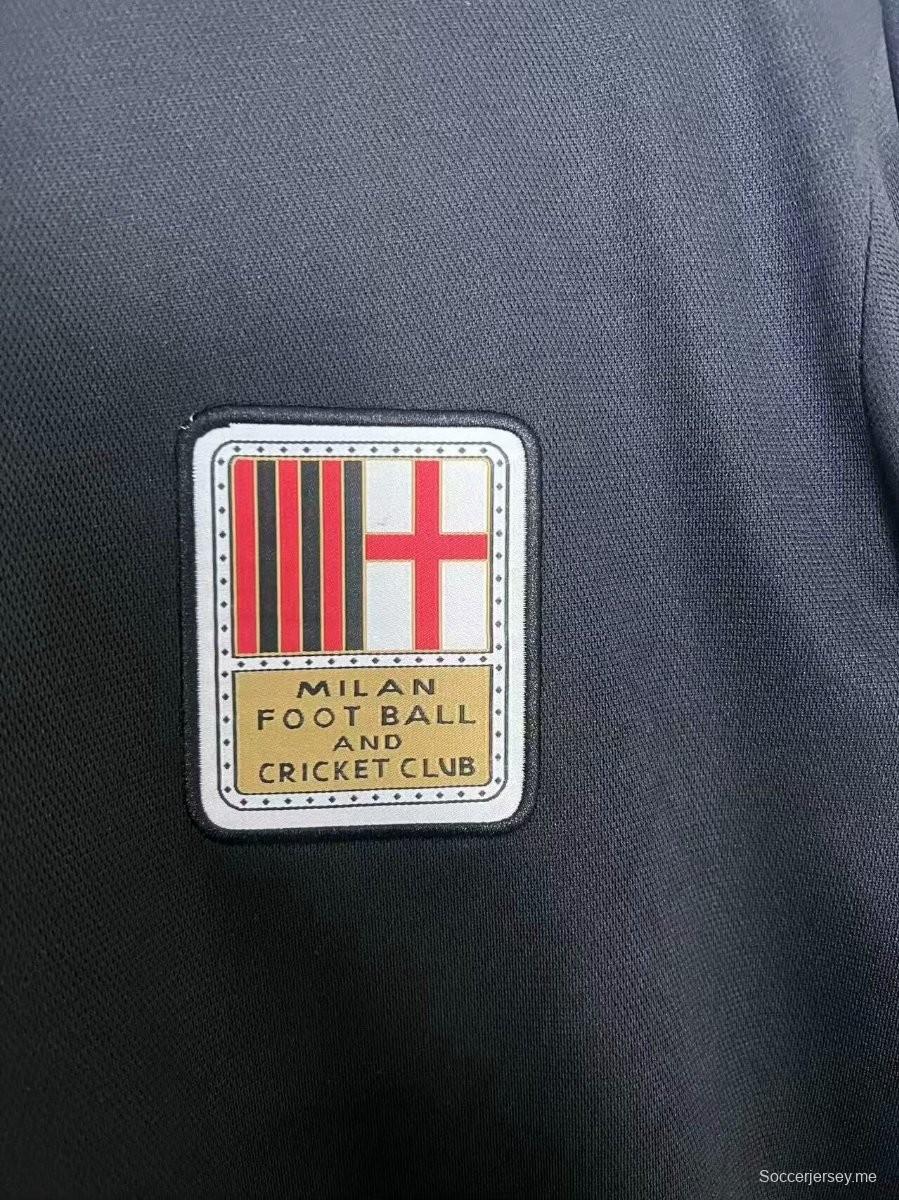 24/25 قميص طويل الأكمام أسود اللون بأكمام طويلة في ذكرى 125 لميلان