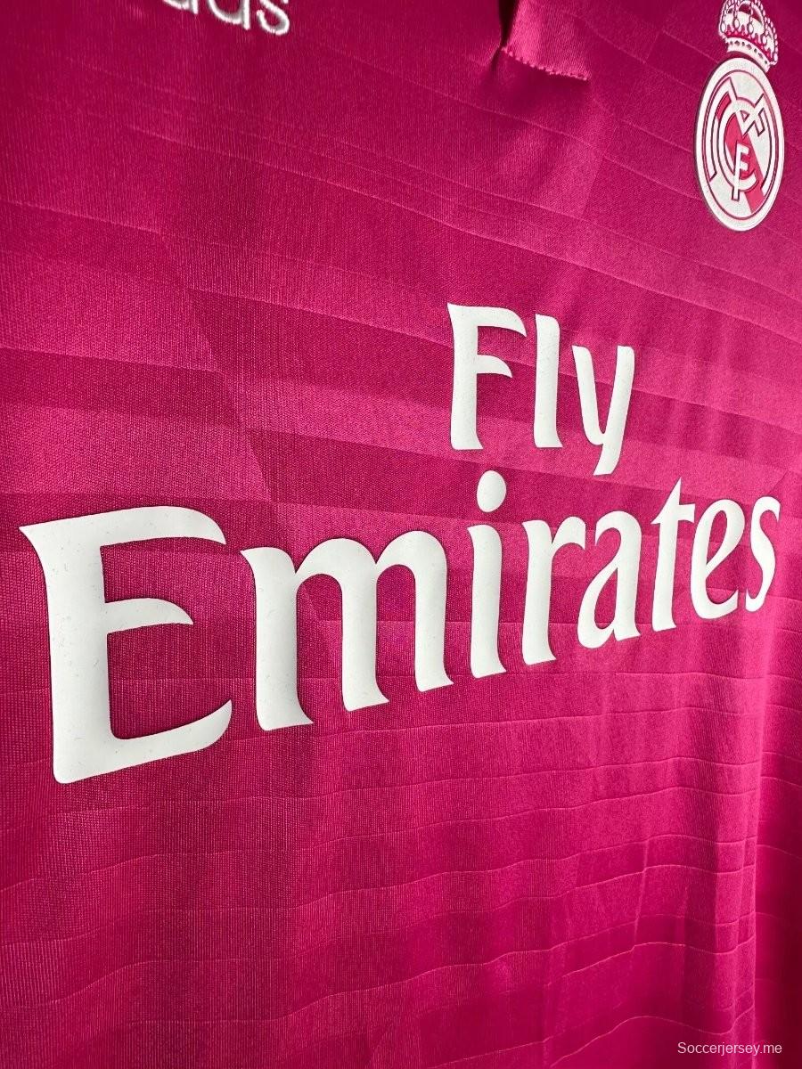 قميص ريترو 14/15 ريال مدريد بأكمام طويلة وردي اللون الوردي