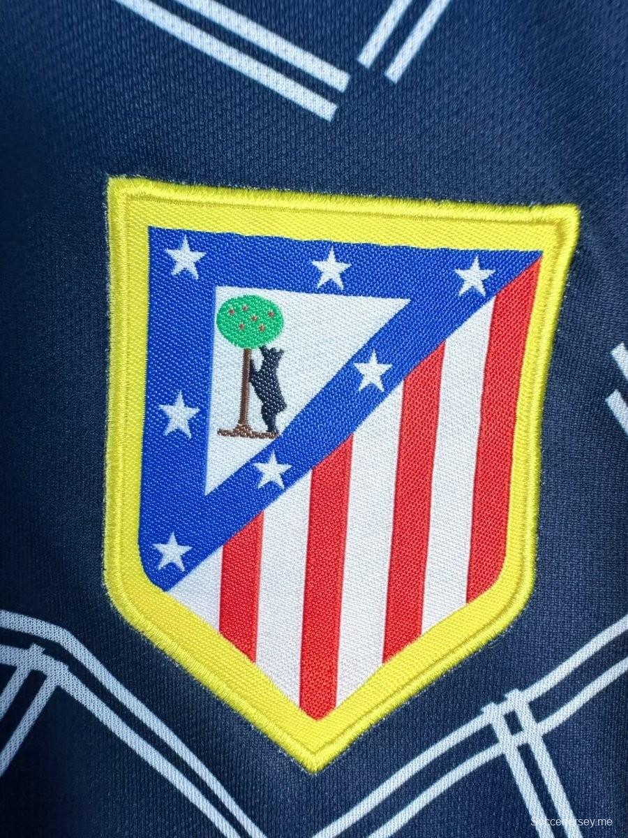 قميص ريترو 04/05 بأكمام طويلة بأكمام طويلة قميص أتليتكو مدريد أزرق خارجي