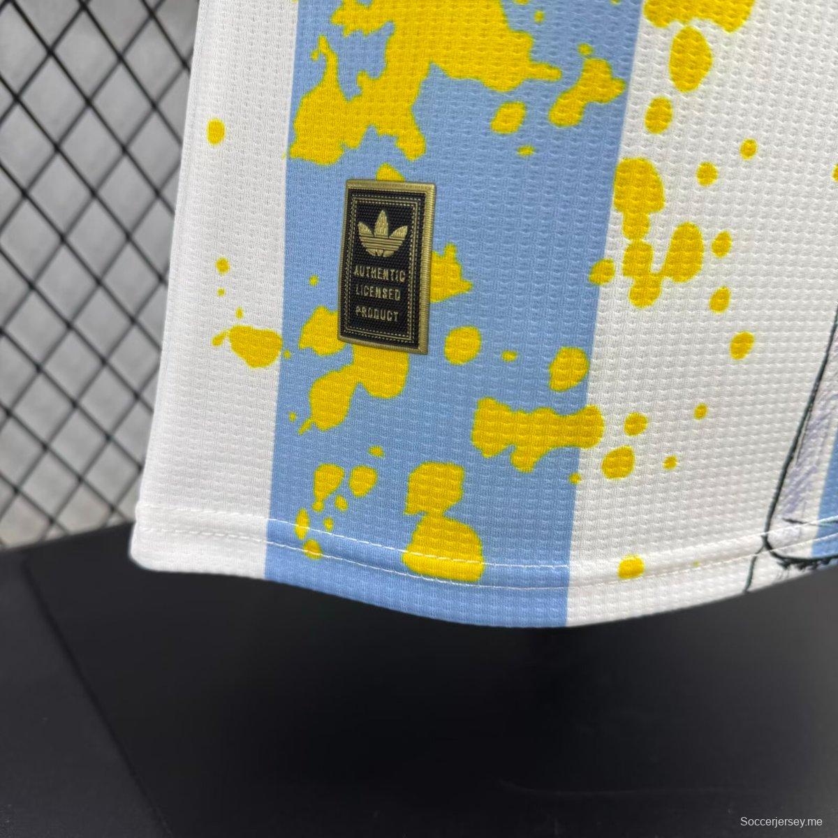 إصدار اللاعب 2025 قميص منتخب الأرجنتين 2025 أزرق سماوي مع قميص بطبعة احتفال ميسي