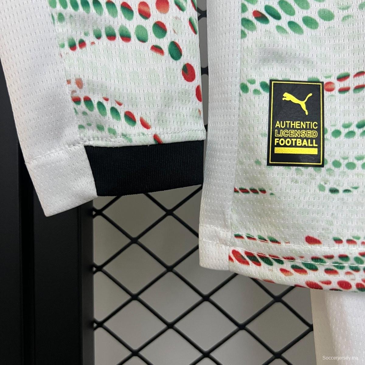 2025 كيدز 2025 قميص البرتغال اوايي البرتغال بأكمام طويلة أبيض