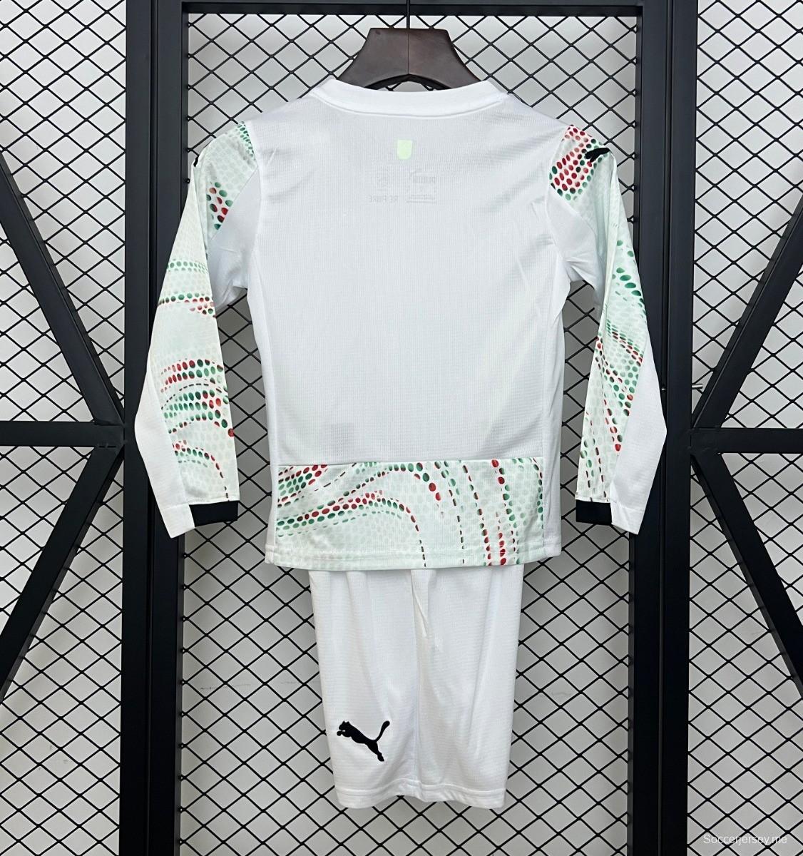 2025 كيدز 2025 قميص البرتغال اوايي البرتغال بأكمام طويلة أبيض