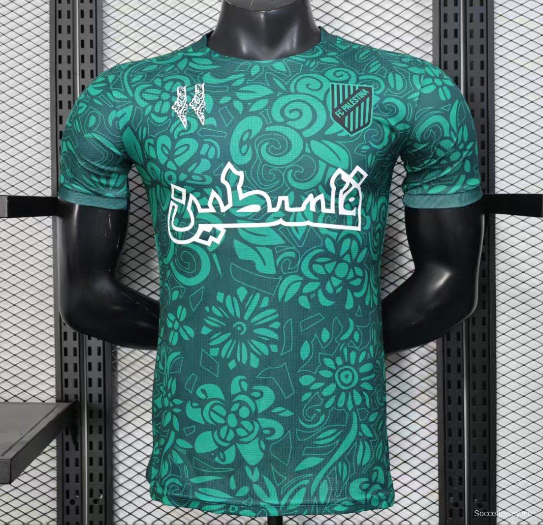 نسخة اللاعب 25/26 قميص أخضر بنقشة إسلامية تقليدية من قميص نادي فلسطين 25/26