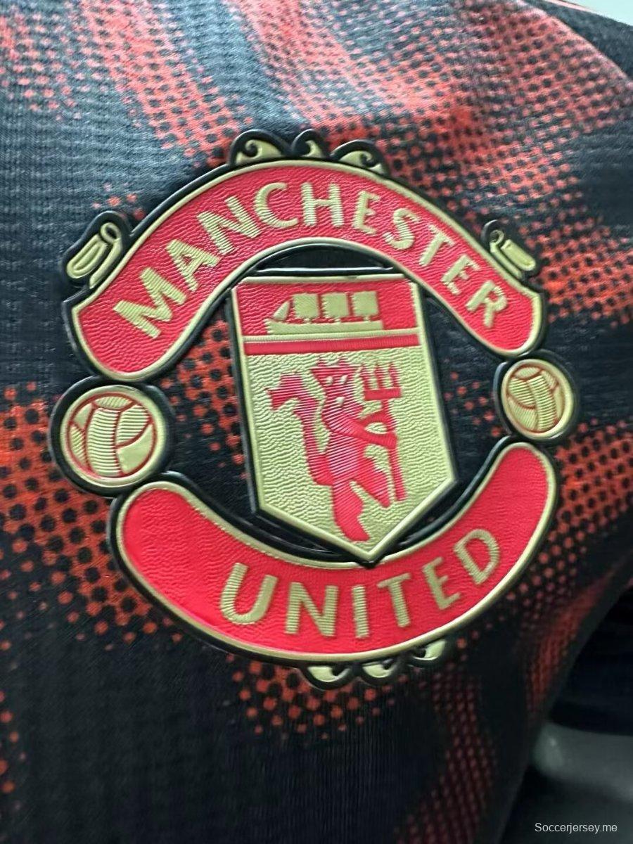 إصدار اللاعبين 25/26 قميص مانشستر يونايتد Y3 أسود بنقشة التنين الأحمر