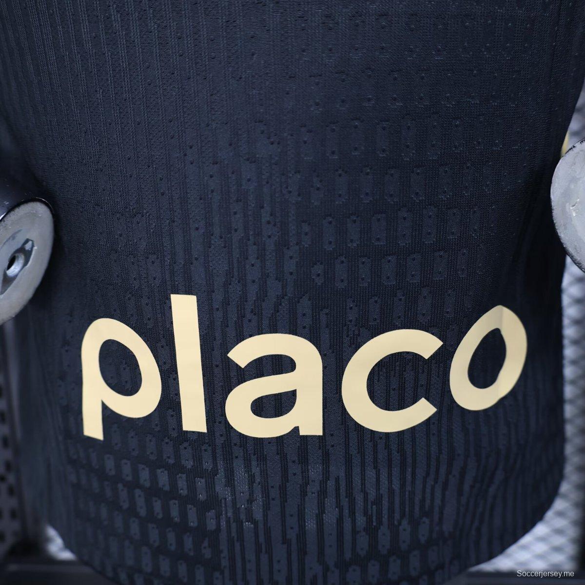 نسخة اللاعب 25/26 من قميص نادي سانتوس لكرة القدم أسود بنقشة مزخرفة مع رعاة كاملين