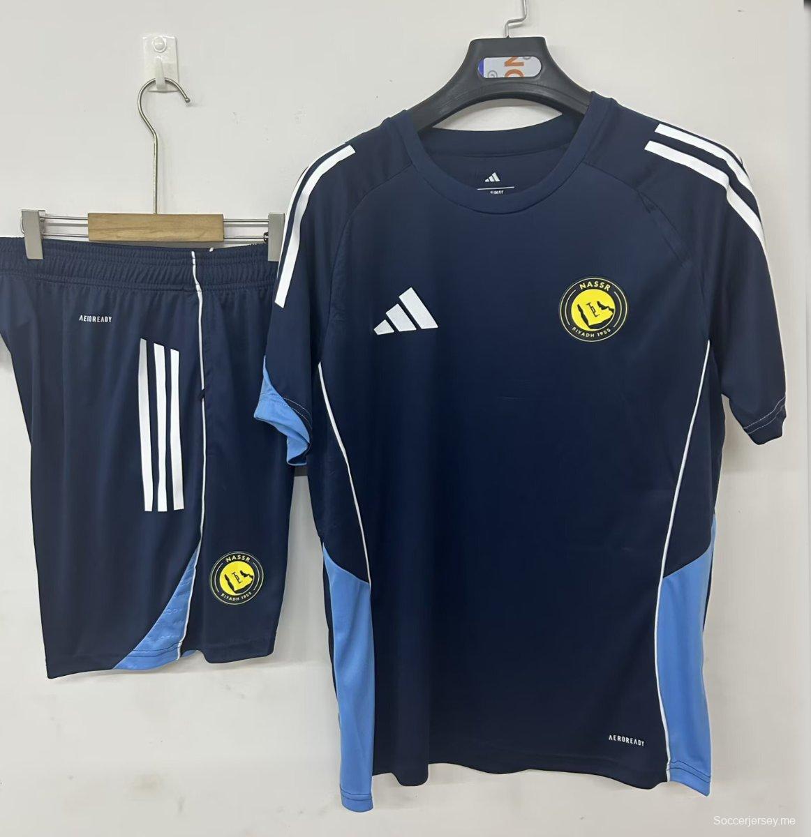 قميص النصر 25/26 قميص النصر قبل المباراة أزرق ملكي+ شورت أزرق ملكي