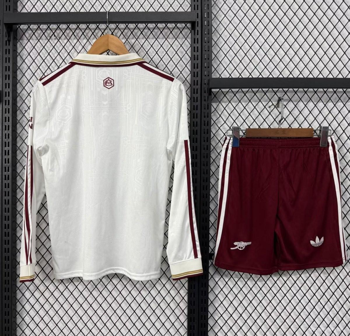 25/26 أطفال أرسنال أرسنال الثالث قميص أبيض طويل الأكمام أبيض