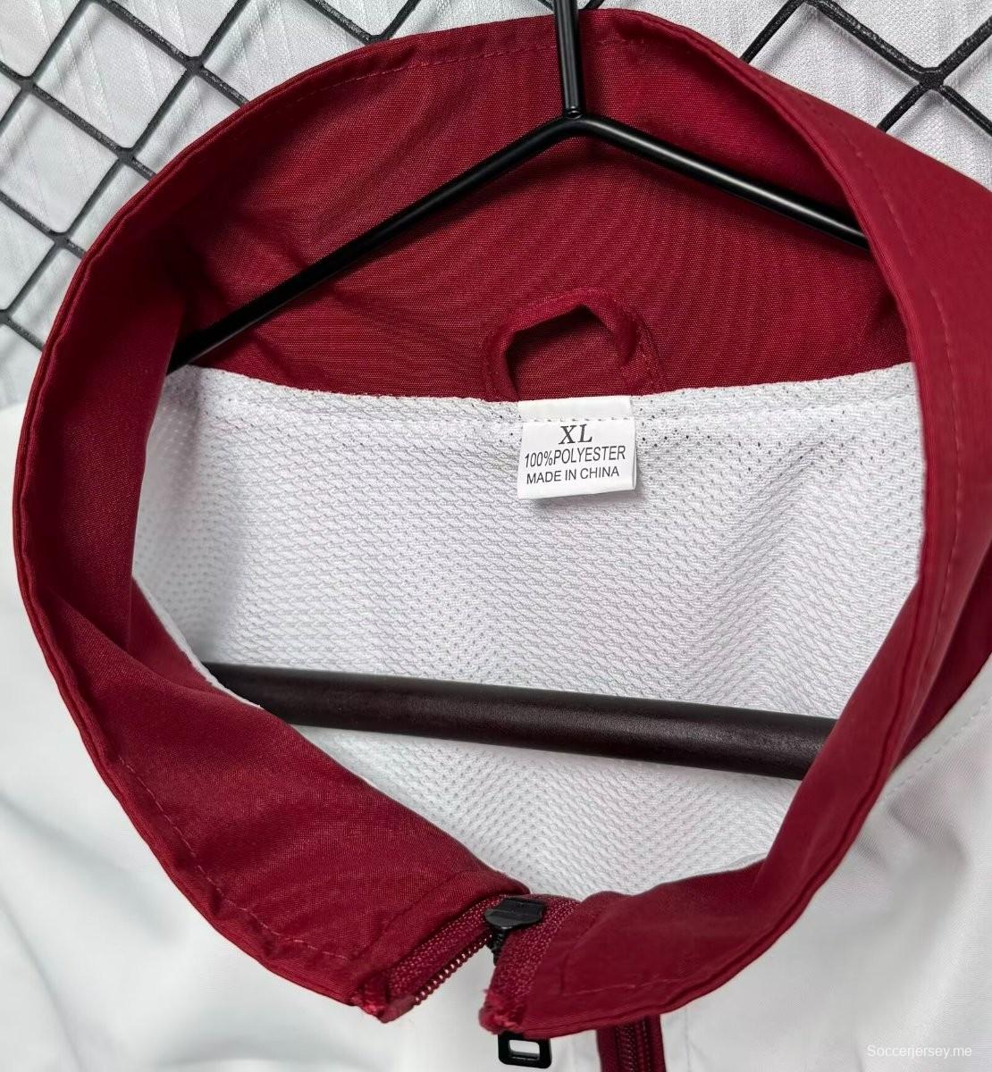 سترة ريترو 93/94 إشبيلية أبيض/ نبيذ بسحاب كامل بسحاب